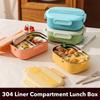 Stainless Steel Divides Food Container 3/4 Grids Food Storage Crisper Insulation Lunch Box  Outdoor