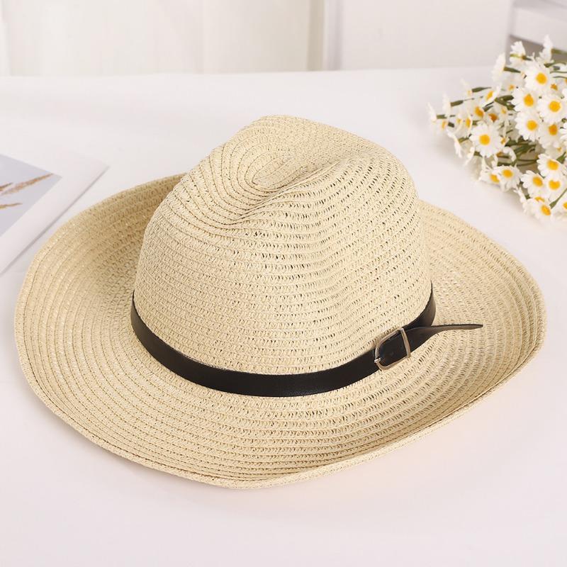 Summer Men's Western Cowboy Hat Outdoor Travel Shade Breathable Beach Hat Big Eaves Fishing Leisure Sun Hat