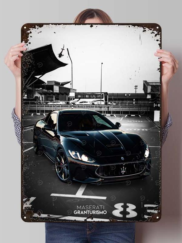 Maserati Classic Car Metal Poster Bedroom Decoration Living Room Decor Men Custom Metal Tin Signs for Garage Wall Art Decoration