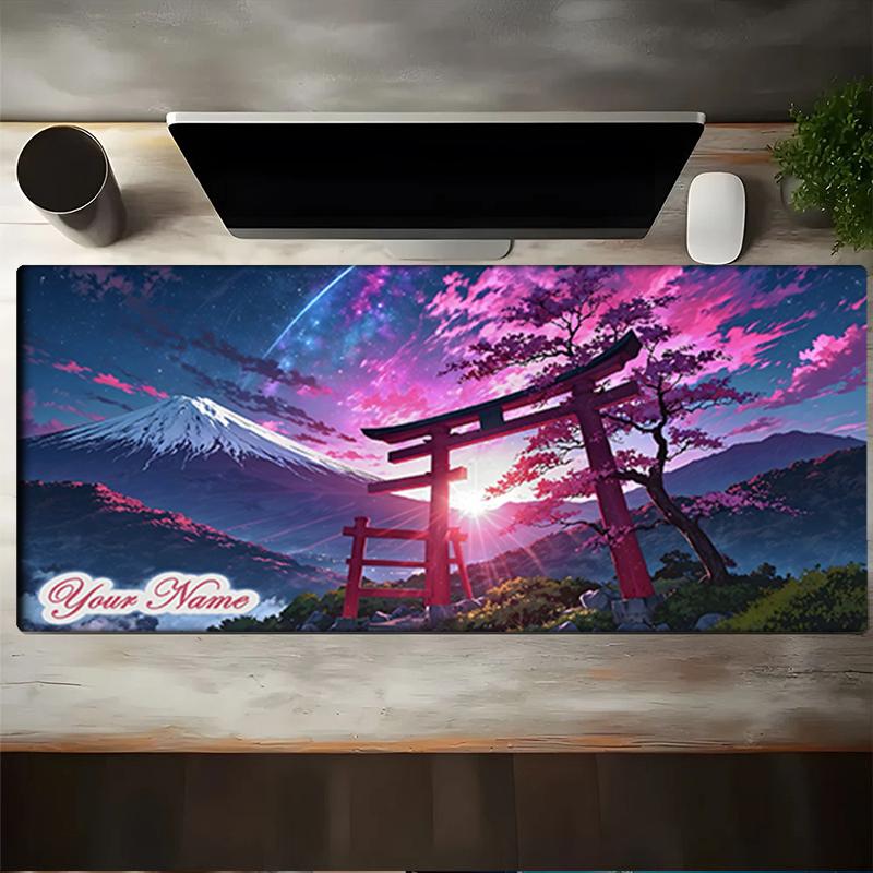 1PC Custom Name Japanese Torii Gate Mount Fuji Mouse Pad, Keyboard and Mouse Desk Pad, for Computer Notebook  Birthday Gift For Any Room Or Office