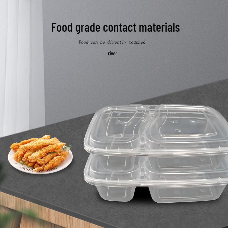 Disposable Rectangular 2-Compartment Food Containers