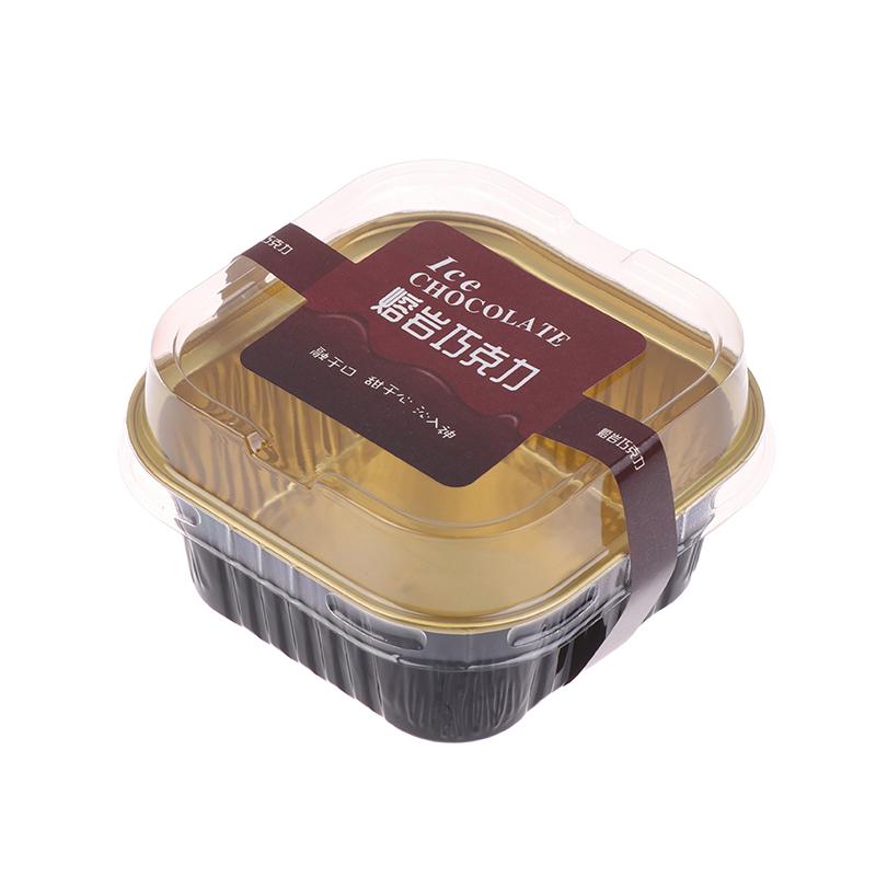 10/20 Sets Schwarz Gold Kuchenbecher Aluminiumfolie Kuchenboxen Mit Deckeln Löffeln Mousse Dessert Verpackungsboxen Backformen Partygeschenke
