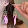 Bohemian Ethnic Seed Bead Feather Earrings for Seaside Vacations