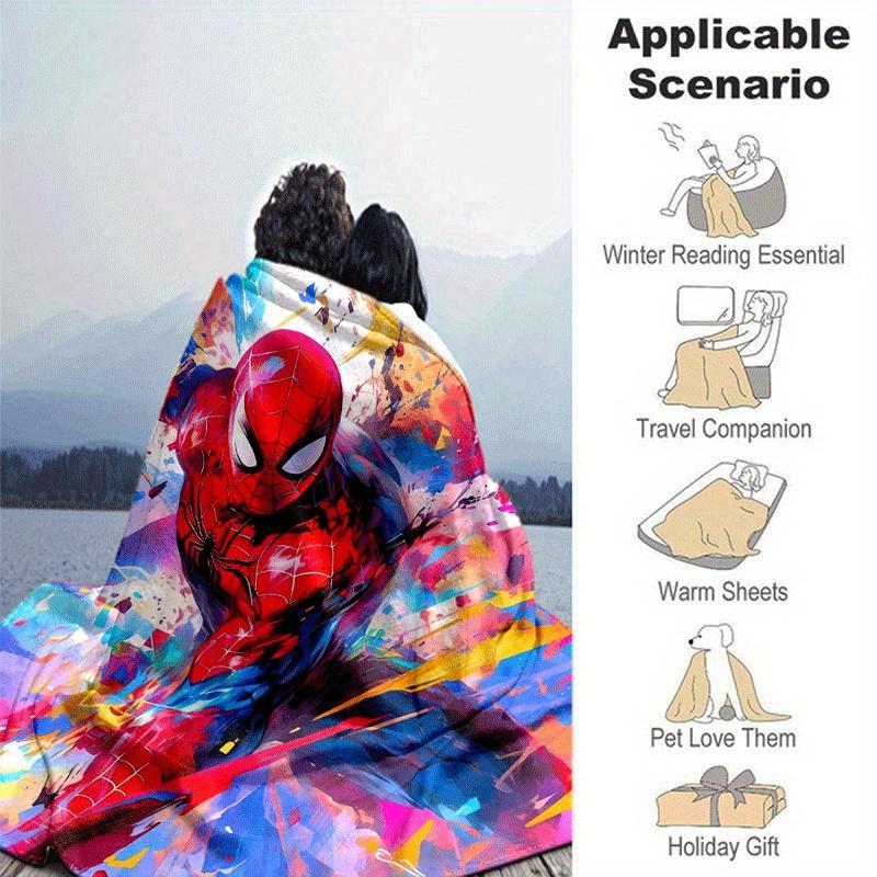 1pc Spider-Man Printing Blanket - Soft, All-Season Throw for Living Room, Bedroom,Personalized Gift with Adorable Cartoon Design