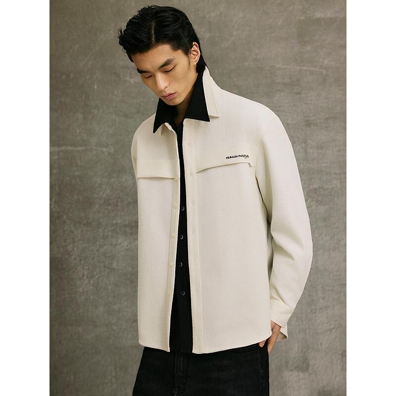 GXG Men's Textured Lapel Long Sleeve Shirt