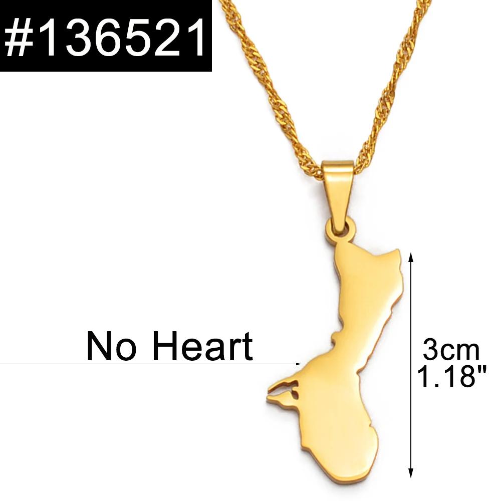 Anniyo 3cm/2.6cm Guam Map Pendant Necklaces for Women Girls Gold Color Silver Color Chains Jewelry Heart Guam Maps #136421
