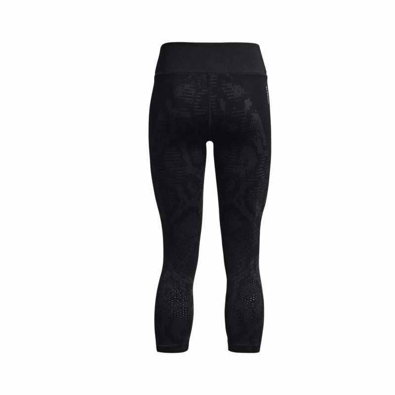 Under Armour Solid Color Logo Print High Waist Tight Fitness Pants Women bottoms Black 1365718-002