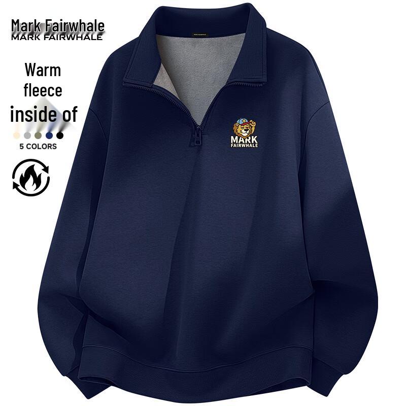 Mark Fairwhale Herren Stehkragen Halb-Zip Sweatshirt