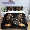 Black German Shepherd Pattern Bedding Home Decoration Birthday Gift (1 * Duvet Cover + 2 * Pillowcase, Without Core)