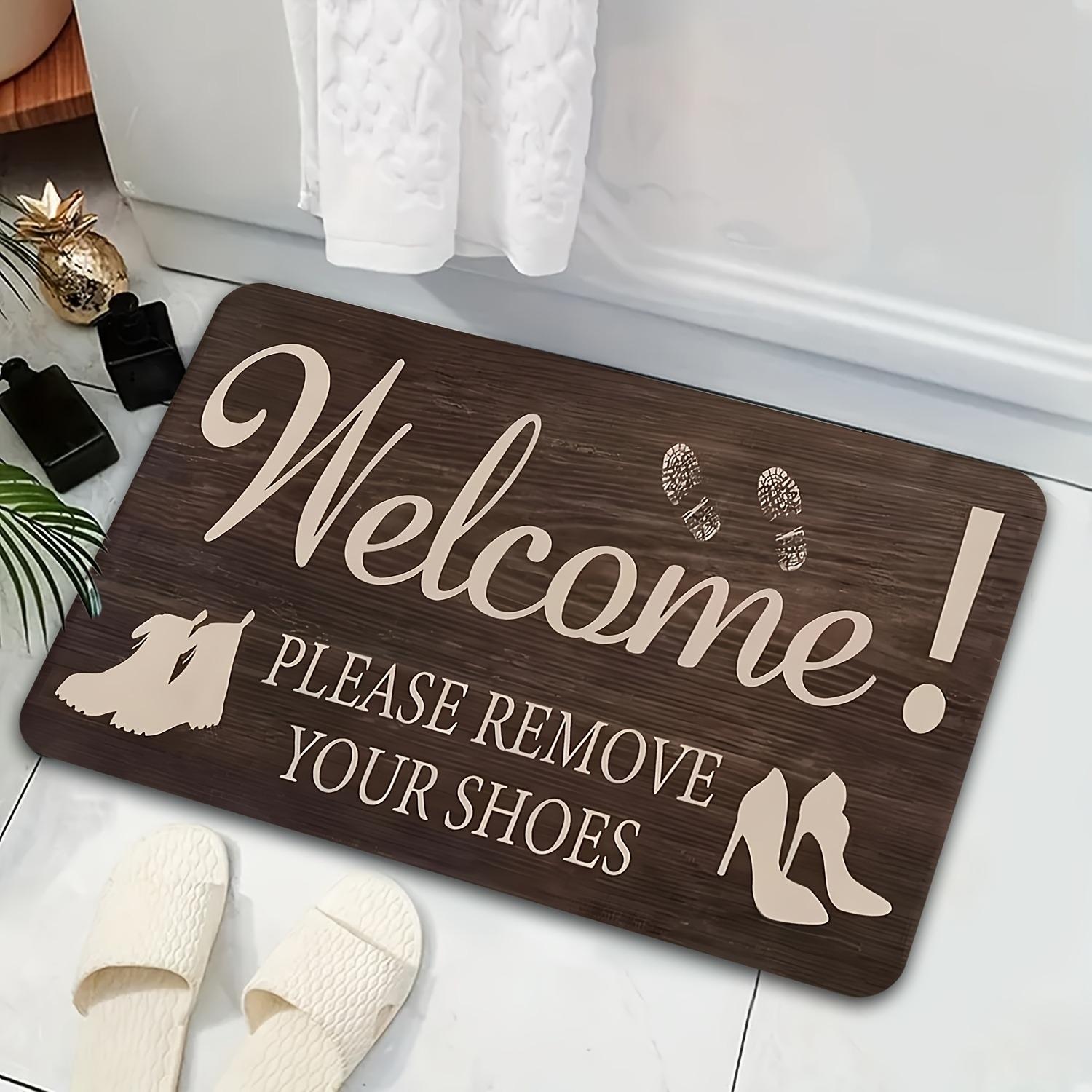 Shoe Footprint Pattern Welcome Slogan Floor Mat Entrance Floor Mat Decorative Floor Mat Welcome Mat Kitchen Mat Door Mat 40x60cm