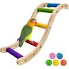 Hamiledyi Nature Wooden Bird Ladder Pet Parrots Climb Bridge Exercise Stands for Parakeet Climbing Chewing Bridge Bird Cage Accessories for Cockatiel