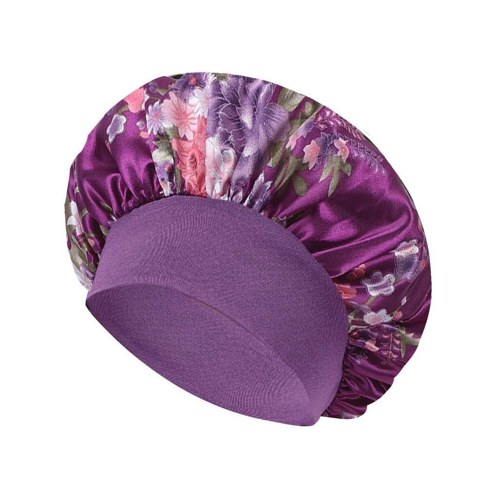 New Satin Wide-Brimmed Sleep Cap: Elastic Hair Protection, Bath & Chemotherapy Hat for Women.
