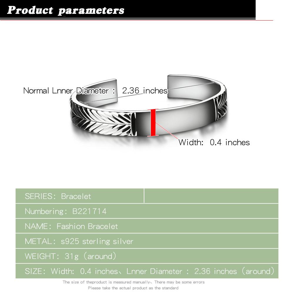 Pulsera Punk de plata de ley 925 abierta y ajustable para mujeres, brazaletes con dijes, pulseras para parejas, joyas para hombres, regalos 