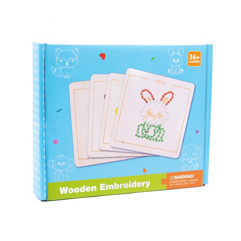 Children's Embroidery and Threading Wooden Toy - DIY Educational Set for Kindergarten