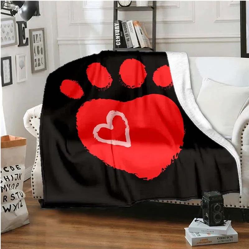 

Cute Kawaii Puppy Paw Print Soft Plush Blanket, Flannel Blanket Throw Blanket for Living Room Bedroom Sofa Cover 75x90cm