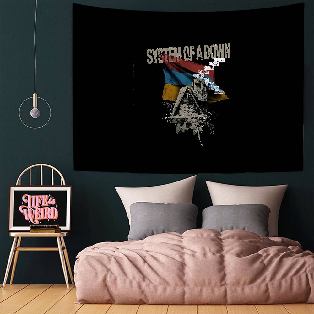 

System Of A Down Band Colorful Tapestry Wall Hanging Hippie Flower Wall Carpets Dorm Decor Wall Art Decor 74x94cm(29x37in)