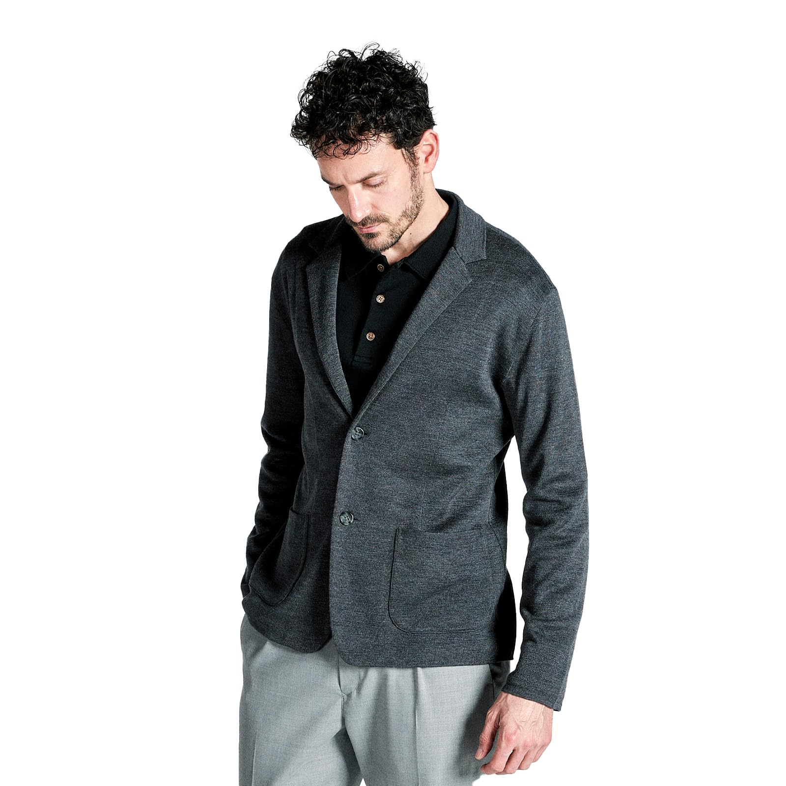 

Jacket Tailored Jacket Milano Rib Knit Hand Washable Wrinkle Prevention Golf MG4FJK01M GY00 M [Munsingwear] [STANDARD] Men s (Gray)