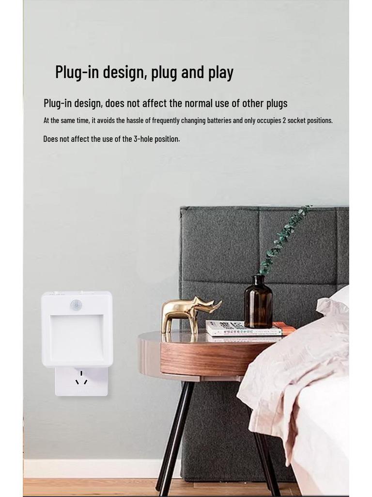 YOC Adjustable Infrared Sensor Night Light, Stepless Dimming, EU Plug, Warm & Cool White.