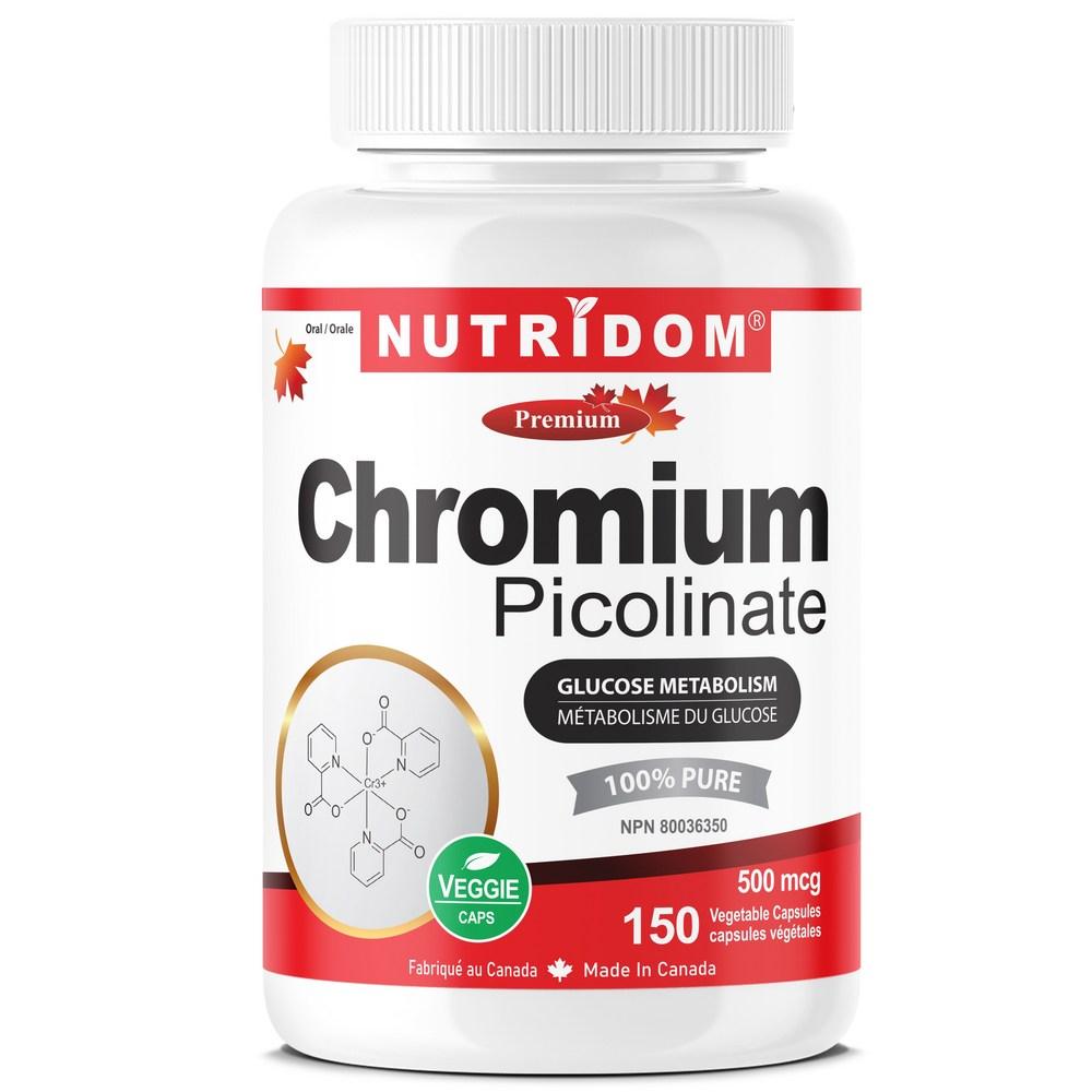 Chromium Picolinate Nutridom Canada Chromium Picolinate 500mcg Veggie Capsules 1 pcs 150 Tablets