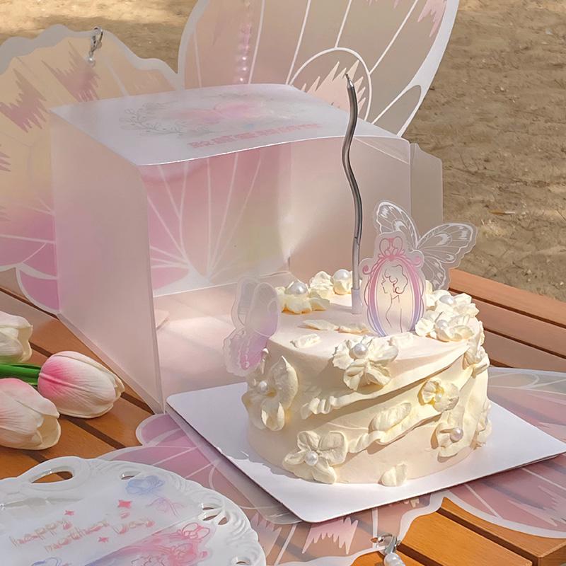 1PC Plastic DIY Dessert Storage Handbag Matte Cake Packaging Bags Packaging Material Butterfly Wings Shape Festival Party