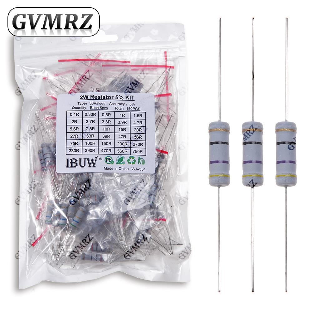 1/2W 1W 2W 3W Resistance 5% Metal Film Resistor Assortment Kit Set 30Kinds Each 5/10PCS 1R~750R 1K~820K Ohm 1R 2R 3R 4R 1K 2K 3K