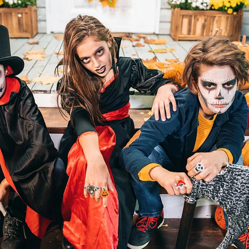 Halloween Light Up Glowing Rings Christmas Party Favors LED Rings Flashing Glowing Finger Rings Fun Props for Kids Adults