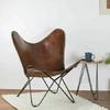 Leather Sleeper Seat Lounge Accent Butterfly Chair Handmade New With Iron Frame