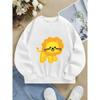 Kids Crewneck Sweatshirt, Cute Lion Patch Style Graphic Print,Spring Autumn Casual Sport Tops