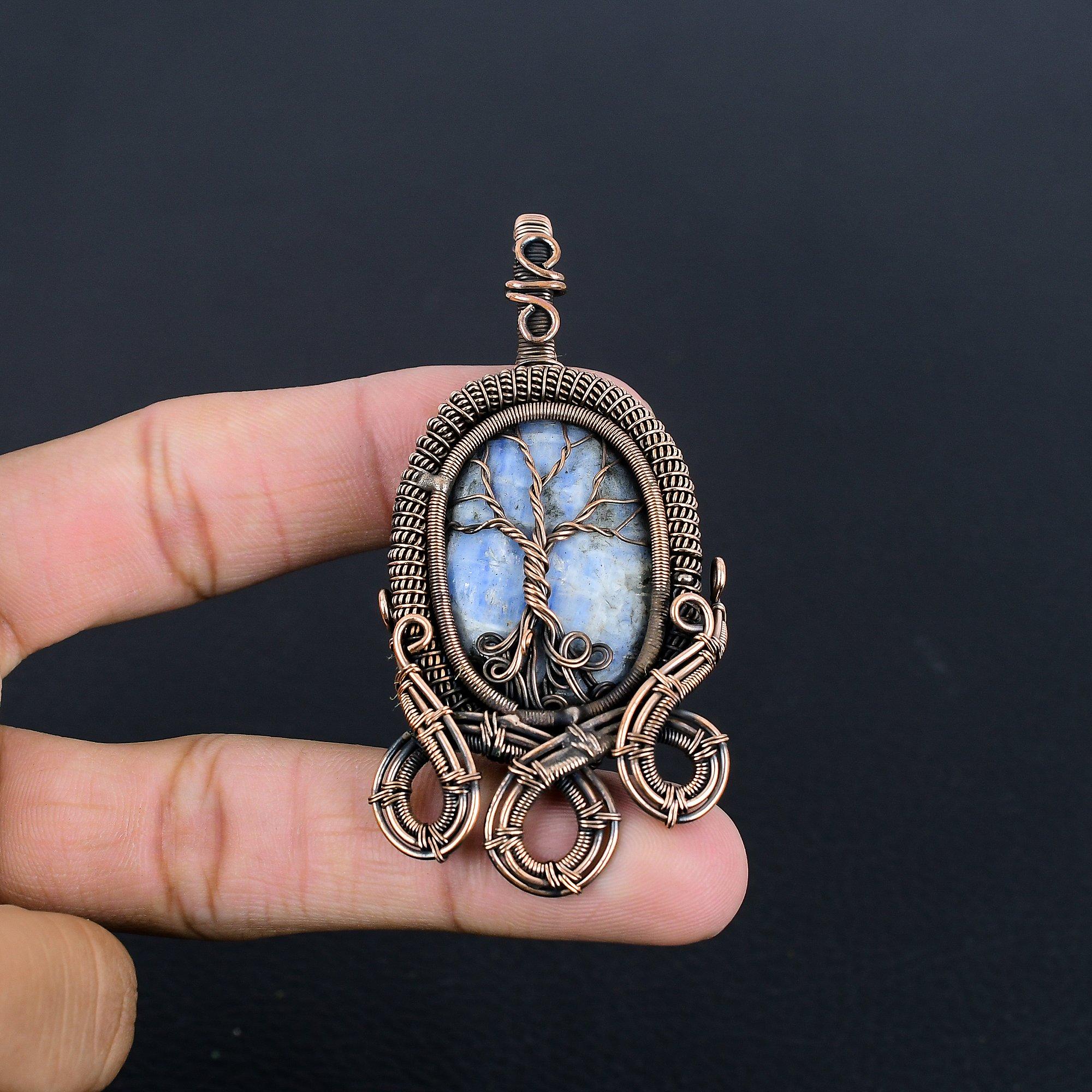 

Подвеска из радужного лунного камня, ювелирное изделие из драгоценного камня, подвеска, обернутая медной проволокой 999 пробы, красивая подвеска ручной работы 2.28 Inches