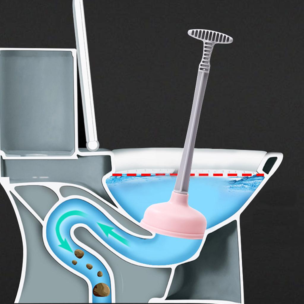Toilet Plunger Rubber Plastic Strong Suction Efficient Toilet Drain Plunger for Bathroom Pink