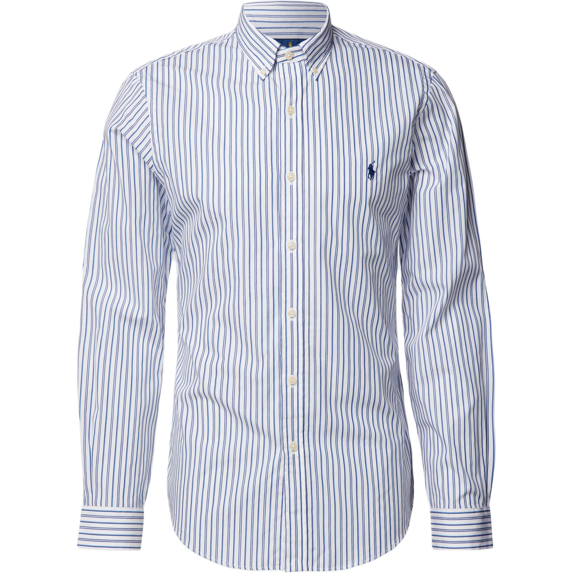 

Polo Ralph Lauren Рубашка мужская хлопковый поплин в полоску с вышивкой логотипа пони, длинный рукав, белая 710767330-006 L