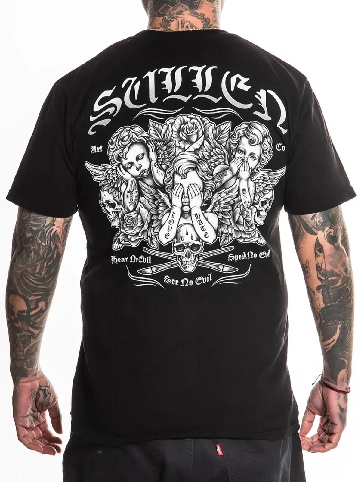 Sullen Men s See No Evil Short Sleeve Premium T-shirt Tattoo Art Skull Tee XL