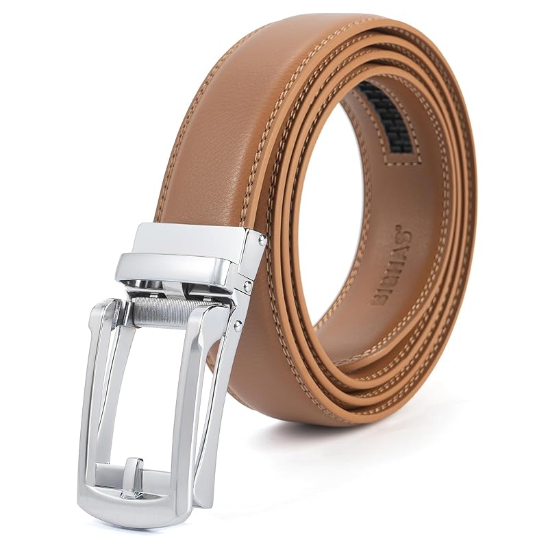 

[BIGHAS] belt men s Stepless auto lock genuine leather No hole big size long width 35mm leather cowhide one touch slide Durable long lasting size