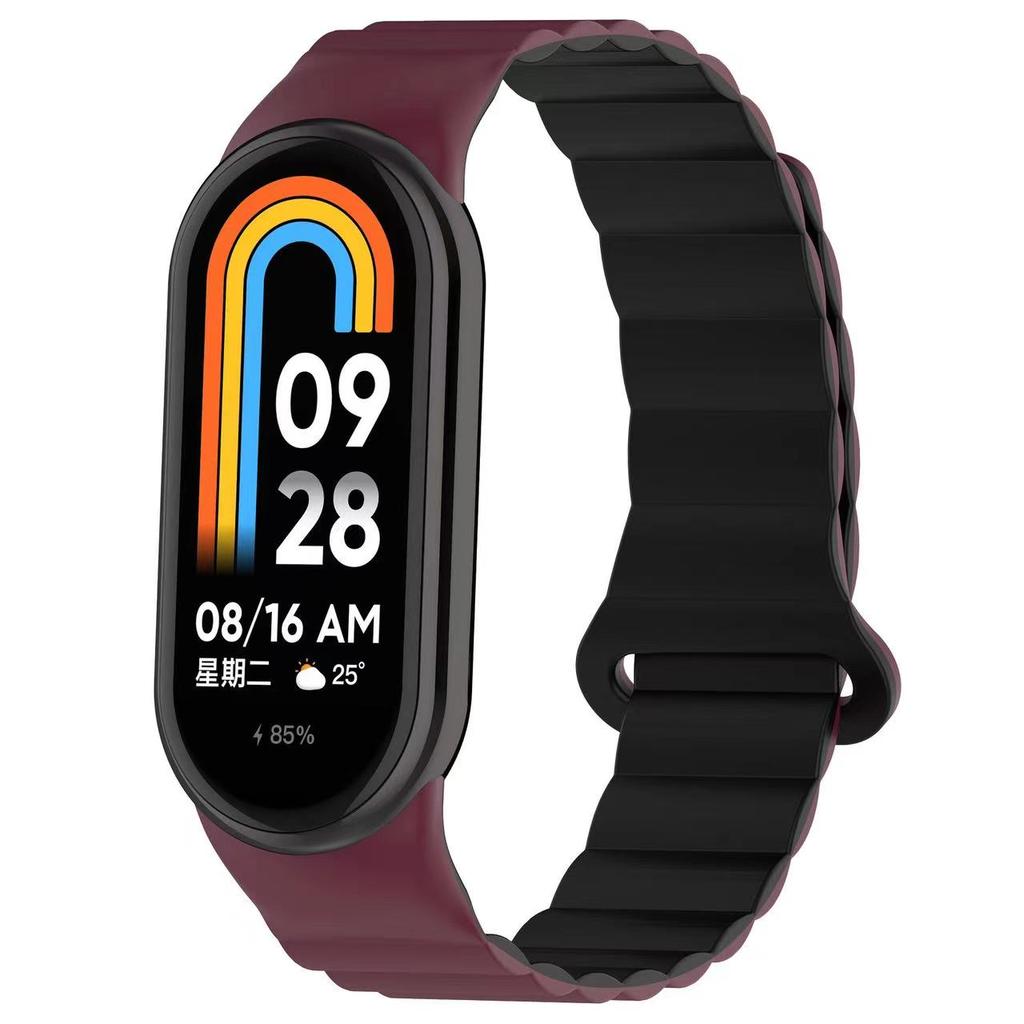 Magnetic Loop Silicone Strap For Xiao Mi Band 9 8 Sports Bracelet Double Color Wristband for Xiao Mi Band 10 Correa Accessorie