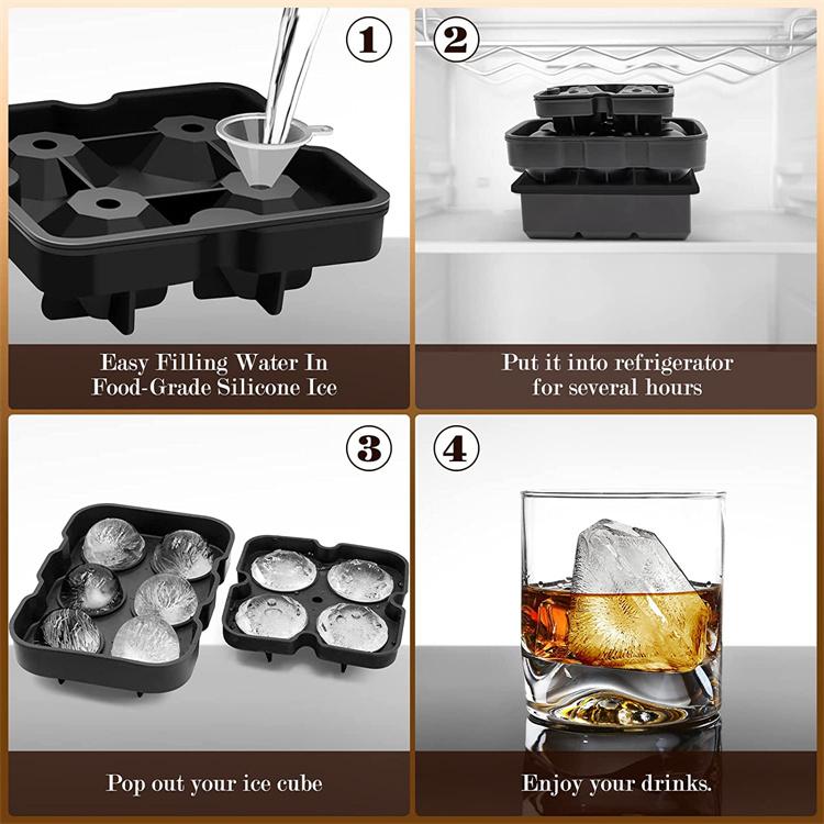 Large Ice Cube Trays Silicone Ice Cube Molds For Freezer With Lid Reusable Whiskey Ice Mold Ball Diamond Ice Mold
