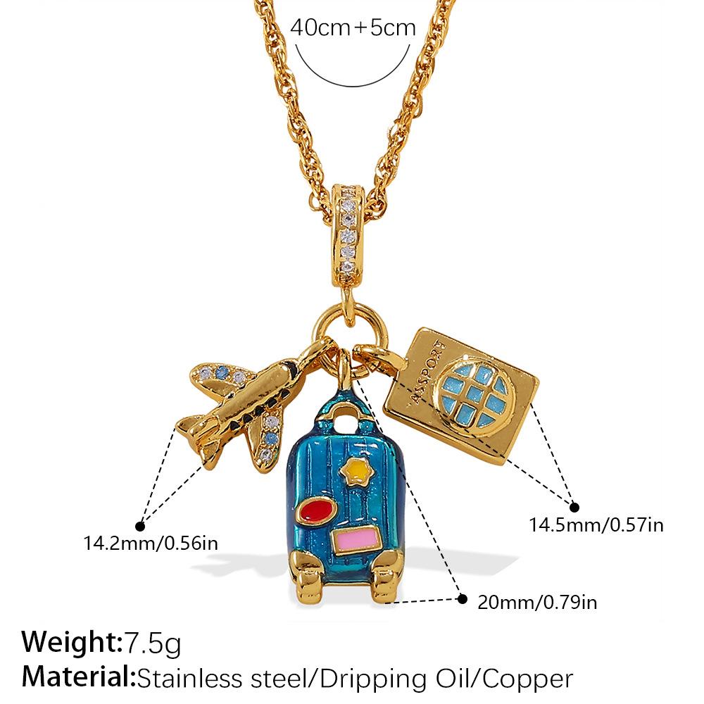Urlaubsstil DIY Flugzeug Koffer Anhänger Halskette leichter Luxus High-End Design Kette Schmuck Damen