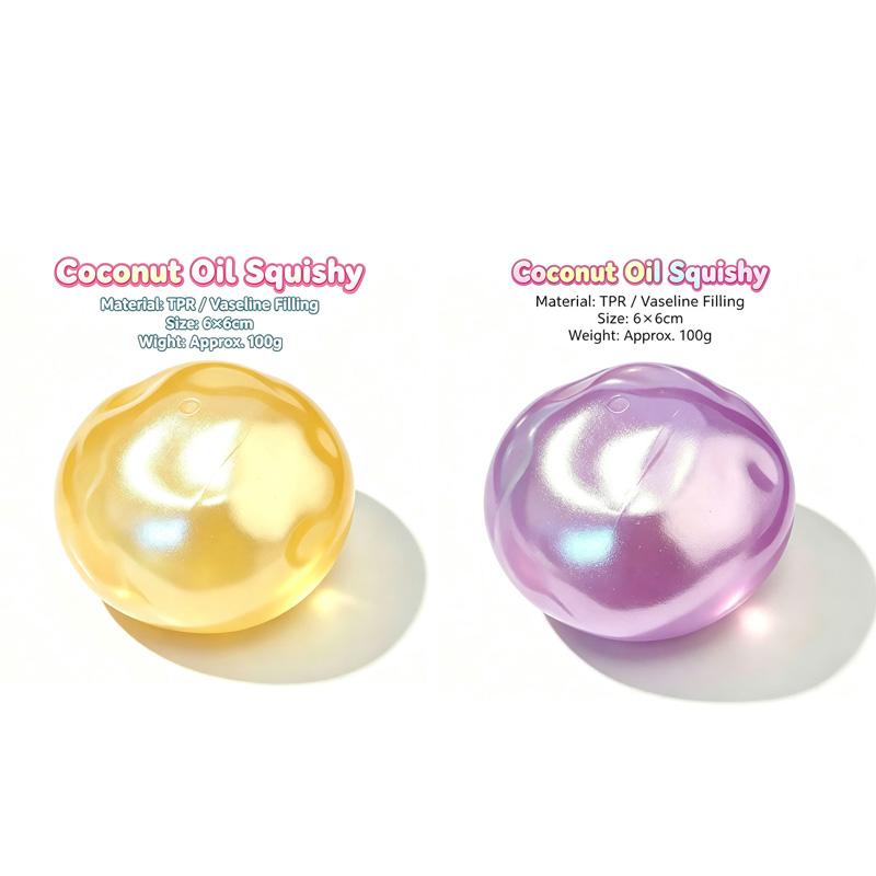 6cm Squishy Pearl Coconut Oil Squeeze Toy Shapeable Slow Rising Stress Relief Toy Vaseline Material Stress Ball Decompression Fidget Sensory Toy
