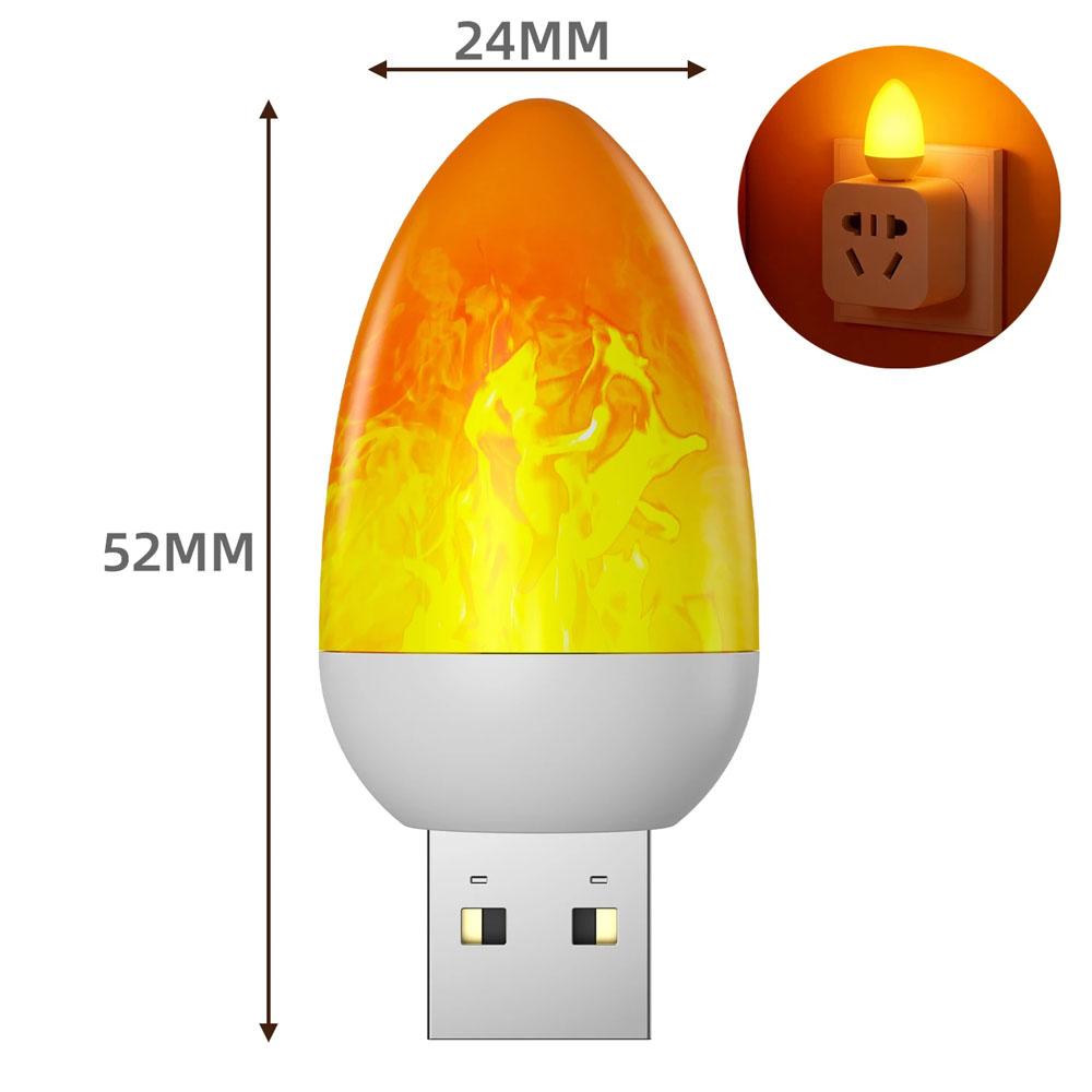 2Pcs 5V USB LED Dynamic Flame Flash Atmosphere Light Flame Flame Candle Lights Portable Book Lamp Camping Lighting Bedroom Decoration
