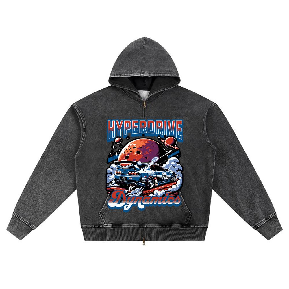 

DTG print Knitted Denim Zip-Up Hoodie Hyperdrive Dynamics Brother Print Zipper Hoodies S