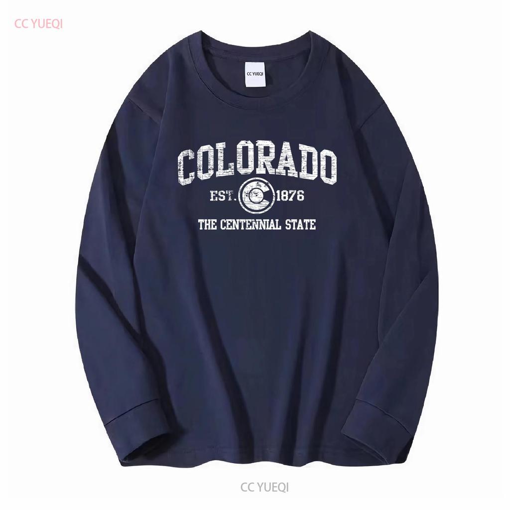 Colorado Flag Vacation Souvenir Mountains Womens or Mens Crewneck T Shirt Long Short Sleeves Vintage Washed Breathable Casual
