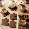 4pcs Non Slip Wooden Coaster Set Vintage Building Block Coasters Mug Coffee Coaster  Home Decor