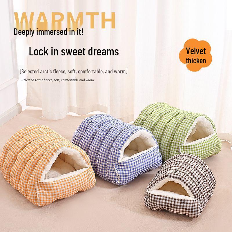 All-Season Warm Pet Nest: Enclosed, Washable Cat & Dog Bed