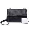 Womens Handwoven Leather Shoulder Bag Crossbody Dual-Use Chain Strap Medium Size Vertical Square Design