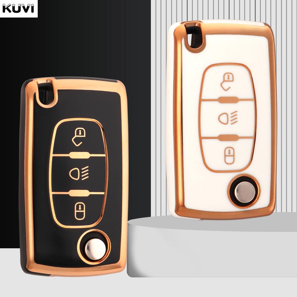 Fashion Tpu Auto Flip Key Fob Cover Case Bag Fit For Peugeot 107 207 307 308 407 607 3008 5008 Citroen Xsara Picasso C5 C6 C8 Auto Accessories