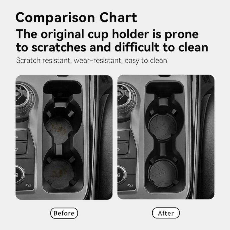 TPE Cup Holder Insert Protector for Select Model SUVs Featuring Antislip Surfaces Easy Cleaning Maintenance