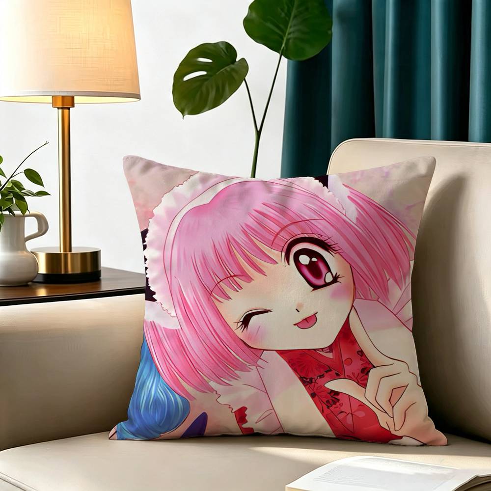 Hot Anime T-Tokyo Mew Mew  Square Double-Sided printed Pillow Case Bedroom Bedside Pillow Sofa Cushion Cover