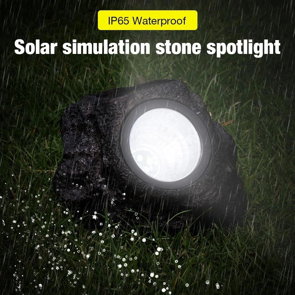 Warm/Cold White Stone Solar Powered Landscape Light Garden Light for Waterproof Outdoor Garden Lawn Pathway Patio Tree Decor
