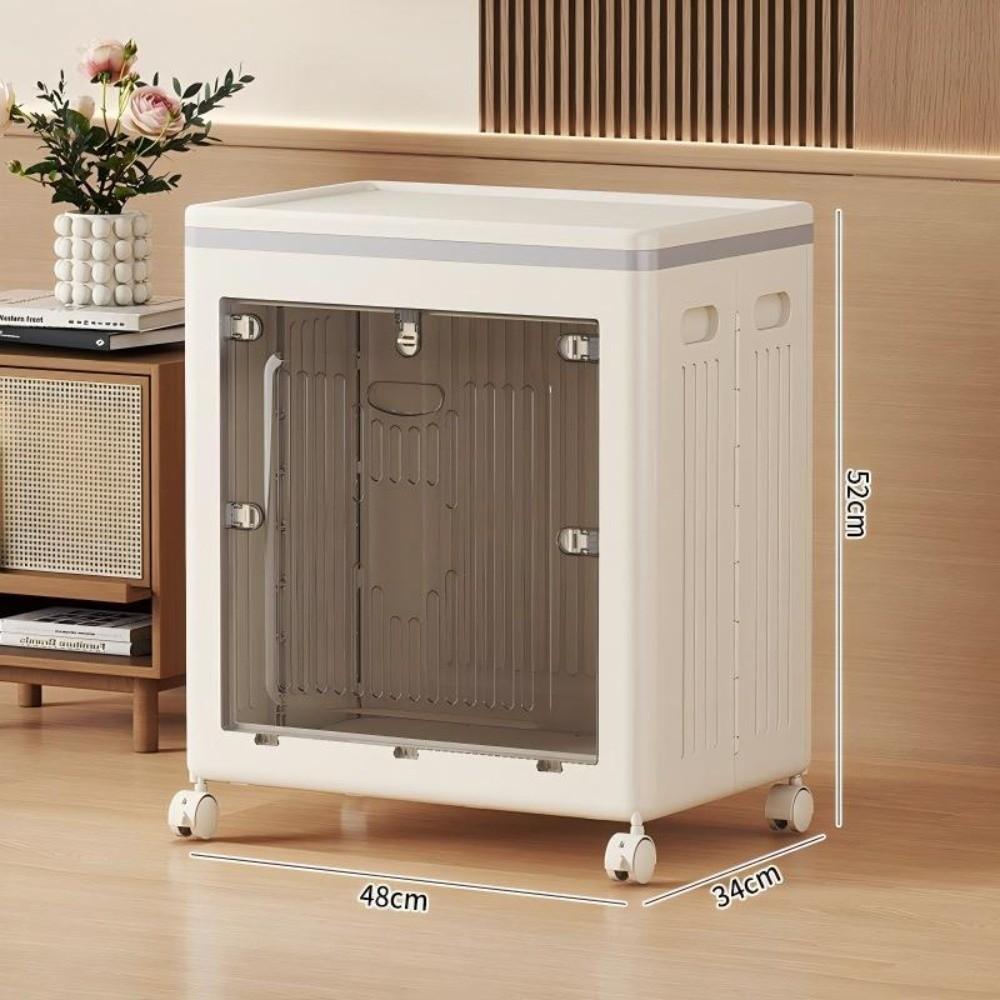 Foldable Wardrobe Storage Box with Wheels Dust Proof Clothes Storage Basket Plastic Stackable Toy Storage Box Household Use