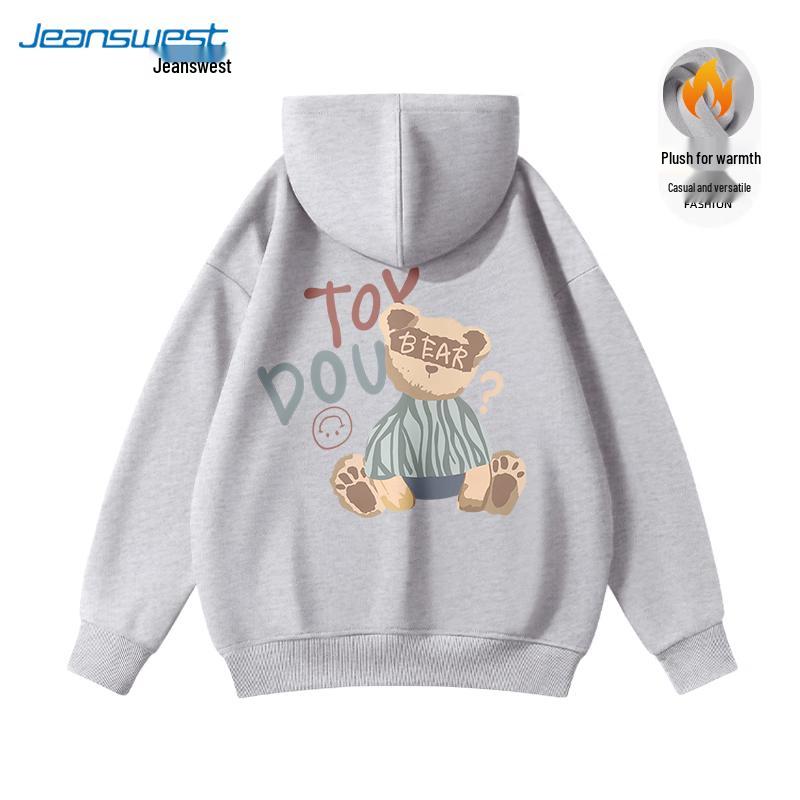 JEANSWEST Unisex Cartoon Print Hooded Cardigan Sweatshirt