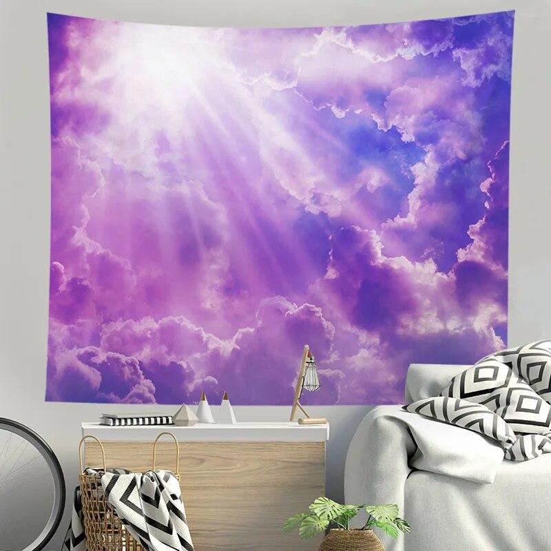 Tapestry Beautiful Small Fresh Blue Sky and White Clouds Background Room Living Room Personalized Home Decoration Hanging Cloth